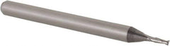 Accupro - 0.041", 0.123" LOC, 1/8" Shank Diam, 1-1/2" OAL, 2 Flute, Solid Carbide Square End Mill - Single End, Uncoated, Spiral Flute, 30° Helix, Centercutting, Right Hand Cut, Right Hand Flute, Series Miniature - USA Tool & Supply