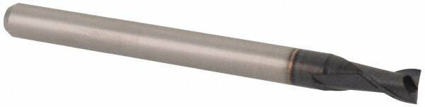 Accupro - 0.115", 0.173" LOC, 1/8" Shank Diam, 1-1/2" OAL, 2 Flute, Solid Carbide Square End Mill - Single End, AlTiN Finish, Spiral Flute, 30° Helix, Centercutting, Right Hand Cut, Right Hand Flute, Series Miniature - USA Tool & Supply