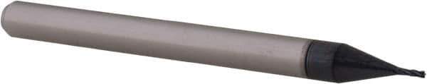 Accupro - 0.023", 0.069" LOC, 1/8" Shank Diam, 1-1/2" OAL, 4 Flute, Solid Carbide Square End Mill - Single End, AlTiN Finish, Spiral Flute, 30° Helix, Centercutting, Right Hand Cut, Right Hand Flute, Series Miniature - USA Tool & Supply
