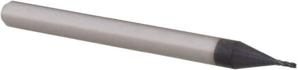 Accupro - 0.024", 0.072" LOC, 1/8" Shank Diam, 1-1/2" OAL, 4 Flute, Solid Carbide Square End Mill - Single End, AlTiN Finish, Spiral Flute, 30° Helix, Centercutting, Right Hand Cut, Right Hand Flute, Series Miniature - USA Tool & Supply
