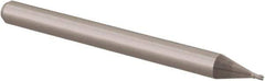 Accupro - 0.026", 0.039" LOC, 1/8" Shank Diam, 1-1/2" OAL, 4 Flute, Solid Carbide Square End Mill - Single End, Uncoated, Spiral Flute, 30° Helix, Centercutting, Right Hand Cut, Right Hand Flute, Series Miniature - USA Tool & Supply