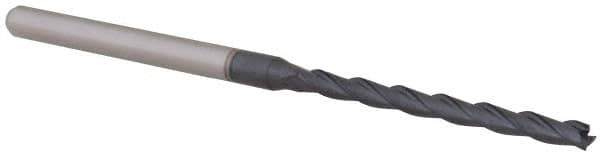 Accupro - 3/32", 1-1/8" LOC, 1/8" Shank Diam, 2-1/2" OAL, 3 Flute, Solid Carbide Square End Mill - Single End, AlTiN Finish, Spiral Flute, 30° Helix, Centercutting, Right Hand Cut, Right Hand Flute, Series Miniature - USA Tool & Supply