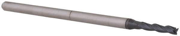 Accupro - 0.09", 0.45" LOC, 1/8" Shank Diam, 2-1/2" OAL, 3 Flute, Solid Carbide Square End Mill - Single End, AlTiN Finish, Spiral Flute, 30° Helix, Centercutting, Right Hand Cut, Right Hand Flute, Series Miniature - USA Tool & Supply
