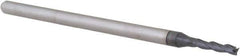 Accupro - 0.075", 3/8" LOC, 1/8" Shank Diam, 2-1/2" OAL, 3 Flute, Solid Carbide Square End Mill - Single End, AlTiN Finish, Spiral Flute, 30° Helix, Centercutting, Right Hand Cut, Right Hand Flute, Series Miniature - USA Tool & Supply