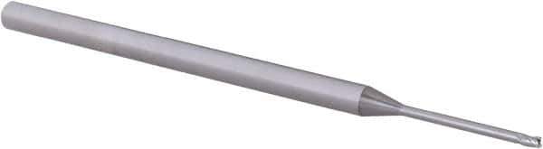 Accupro - 3/64", 0.07" LOC, 1/8" Shank Diam, 2-1/2" OAL, 3 Flute, Solid Carbide Square End Mill - Single End, Uncoated, Spiral Flute, 30° Helix, Centercutting, Right Hand Cut, Right Hand Flute, Series Miniature - USA Tool & Supply