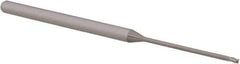 Accupro - 0.045", 0.067" LOC, 1/8" Shank Diam, 2-1/2" OAL, 3 Flute, Solid Carbide Square End Mill - Single End, Uncoated, Spiral Flute, 30° Helix, Centercutting, Right Hand Cut, Right Hand Flute, Series Miniature - USA Tool & Supply