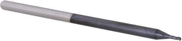 Accupro - 0.04", 0.06" LOC, 1/8" Shank Diam, 2-1/2" OAL, 3 Flute, Solid Carbide Square End Mill - Single End, AlTiN Finish, Spiral Flute, 30° Helix, Centercutting, Right Hand Cut, Right Hand Flute, Series Miniature - USA Tool & Supply