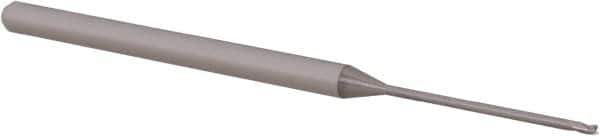 Accupro - 0.04", 0.06" LOC, 1/8" Shank Diam, 2-1/2" OAL, 3 Flute, Solid Carbide Square End Mill - Single End, Uncoated, Spiral Flute, 30° Helix, Centercutting, Right Hand Cut, Right Hand Flute, Series Miniature - USA Tool & Supply