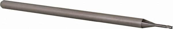 Accupro - 0.0394", 0.059" LOC, 1/8" Shank Diam, 2-1/2" OAL, 3 Flute, Solid Carbide Square End Mill - Single End, Uncoated, Spiral Flute, 30° Helix, Centercutting, Right Hand Cut, Right Hand Flute, Series Miniature - USA Tool & Supply