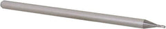 Accupro - 0.035", 0.052" LOC, 1/8" Shank Diam, 2-1/2" OAL, 3 Flute, Solid Carbide Square End Mill - Single End, Uncoated, Spiral Flute, 30° Helix, Centercutting, Right Hand Cut, Right Hand Flute, Series Miniature - USA Tool & Supply