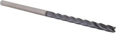 Accupro - 1/4", 3" LOC, 1/4" Shank Diam, 6" OAL, 4 Flute, Solid Carbide Square End Mill - Single End, AlTiN Finish, Spiral Flute, 30° Helix, Centercutting, Right Hand Cut, Right Hand Flute, Series Miniature - USA Tool & Supply