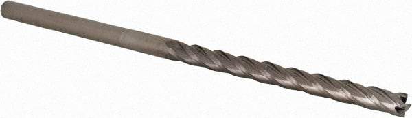 Accupro - 1/4", 3" LOC, 1/4" Shank Diam, 6" OAL, 4 Flute, Solid Carbide Square End Mill - Single End, Uncoated, Spiral Flute, 30° Helix, Centercutting, Right Hand Cut, Right Hand Flute, Series Miniature - USA Tool & Supply