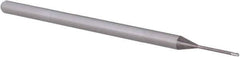 Accupro - 0.03", 0.045" LOC, 1/8" Shank Diam, 2-1/2" OAL, 3 Flute, Solid Carbide Square End Mill - Single End, Uncoated, Spiral Flute, 30° Helix, Centercutting, Right Hand Cut, Right Hand Flute, Series Miniature - USA Tool & Supply