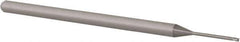 Accupro - 0.035", 0.052" LOC, 1/8" Shank Diam, 2-1/2" OAL, 3 Flute, Solid Carbide Square End Mill - Single End, Uncoated, Spiral Flute, 30° Helix, Centercutting, Right Hand Cut, Right Hand Flute, Series Miniature - USA Tool & Supply