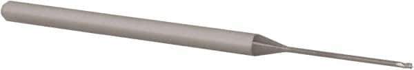 Accupro - 0.035", 0.052" LOC, 1/8" Shank Diam, 2-1/2" OAL, 3 Flute, Solid Carbide Square End Mill - Single End, Uncoated, Spiral Flute, 30° Helix, Centercutting, Right Hand Cut, Right Hand Flute, Series Miniature - USA Tool & Supply