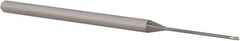 Accupro - 0.035", 0.052" LOC, 1/8" Shank Diam, 2-1/2" OAL, 3 Flute, Solid Carbide Square End Mill - Single End, Uncoated, Spiral Flute, 30° Helix, Centercutting, Right Hand Cut, Right Hand Flute, Series Miniature - USA Tool & Supply