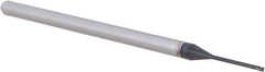 Accupro - 0.035", 0.052" LOC, 1/8" Shank Diam, 2-1/2" OAL, 3 Flute, Solid Carbide Square End Mill - Single End, AlTiN Finish, Spiral Flute, 30° Helix, Centercutting, Right Hand Cut, Right Hand Flute, Series Miniature - USA Tool & Supply