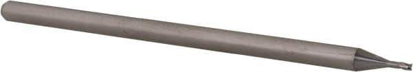 Accupro - 0.04", 0.06" LOC, 1/8" Shank Diam, 2-1/2" OAL, 3 Flute, Solid Carbide Square End Mill - Single End, Uncoated, Spiral Flute, 30° Helix, Centercutting, Right Hand Cut, Right Hand Flute, Series Miniature - USA Tool & Supply