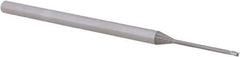 Accupro - 0.04", 0.06" LOC, 1/8" Shank Diam, 2-1/2" OAL, 3 Flute, Solid Carbide Square End Mill - Single End, Uncoated, Spiral Flute, 30° Helix, Centercutting, Right Hand Cut, Right Hand Flute, Series Miniature - USA Tool & Supply