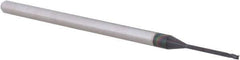 Accupro - 0.04", 0.06" LOC, 1/8" Shank Diam, 2-1/2" OAL, 3 Flute, Solid Carbide Square End Mill - Single End, AlTiN Finish, Spiral Flute, 30° Helix, Centercutting, Right Hand Cut, Right Hand Flute, Series Miniature - USA Tool & Supply
