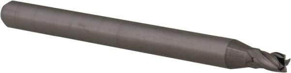 Accupro - 0.08", 0.12" LOC, 1/8" Shank Diam, 1-1/2" OAL, 4 Flute, Solid Carbide Square End Mill - Single End, Uncoated, Spiral Flute, 30° Helix, Centercutting, Right Hand Cut, Right Hand Flute, Series Miniature - USA Tool & Supply