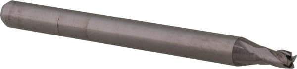 Accupro - 0.075", 0.112" LOC, 1/8" Shank Diam, 1-1/2" OAL, 4 Flute, Solid Carbide Square End Mill - Single End, Uncoated, Spiral Flute, 30° Helix, Centercutting, Right Hand Cut, Right Hand Flute, Series Miniature - USA Tool & Supply
