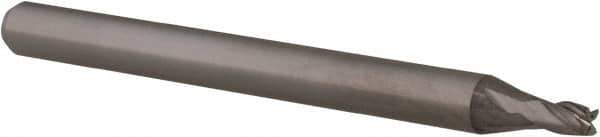 Accupro - 0.07", 0.105" LOC, 1/8" Shank Diam, 1-1/2" OAL, 4 Flute, Solid Carbide Square End Mill - Single End, Uncoated, Spiral Flute, 30° Helix, Centercutting, Right Hand Cut, Right Hand Flute, Series Miniature - USA Tool & Supply