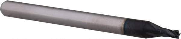 Accupro - 0.06", 0.09" LOC, 1/8" Shank Diam, 1-1/2" OAL, 4 Flute, Solid Carbide Square End Mill - Single End, AlTiN Finish, Spiral Flute, 30° Helix, Centercutting, Right Hand Cut, Right Hand Flute, Series Miniature - USA Tool & Supply