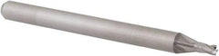 Accupro - 0.06", 0.09" LOC, 1/8" Shank Diam, 1-1/2" OAL, 4 Flute, Solid Carbide Square End Mill - Single End, Uncoated, Spiral Flute, 30° Helix, Centercutting, Right Hand Cut, Right Hand Flute, Series Miniature - USA Tool & Supply