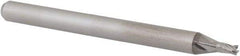 Accupro - 0.055", 0.082" LOC, 1/8" Shank Diam, 1-1/2" OAL, 4 Flute, Solid Carbide Square End Mill - Single End, Uncoated, Spiral Flute, 30° Helix, Centercutting, Right Hand Cut, Right Hand Flute, Series Miniature - USA Tool & Supply