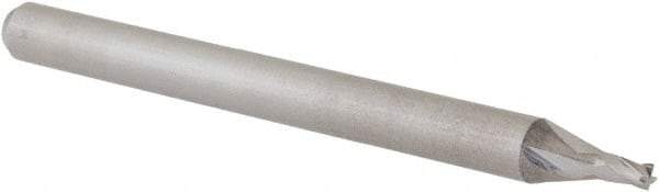 Accupro - 0.05", 0.075" LOC, 1/8" Shank Diam, 1-1/2" OAL, 4 Flute, Solid Carbide Square End Mill - Single End, Uncoated, Spiral Flute, 30° Helix, Centercutting, Right Hand Cut, Right Hand Flute, Series Miniature - USA Tool & Supply