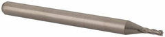 Accupro - 3/64", 0.141" LOC, 1/8" Shank Diam, 1-1/2" OAL, 4 Flute, Solid Carbide Square End Mill - Single End, Uncoated, Spiral Flute, 30° Helix, Centercutting, Right Hand Cut, Right Hand Flute, Series Miniature - USA Tool & Supply