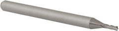 Accupro - 0.048", 0.144" LOC, 1/8" Shank Diam, 1-1/2" OAL, 4 Flute, Solid Carbide Square End Mill - Single End, Uncoated, Spiral Flute, 30° Helix, Centercutting, Right Hand Cut, Right Hand Flute, Series Miniature - USA Tool & Supply