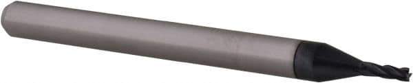 Accupro - 0.044", 0.132" LOC, 1/8" Shank Diam, 1-1/2" OAL, 4 Flute, Solid Carbide Square End Mill - Single End, AlTiN Finish, Spiral Flute, 30° Helix, Centercutting, Right Hand Cut, Right Hand Flute, Series Miniature - USA Tool & Supply