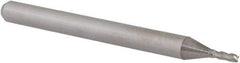 Accupro - 0.044", 0.132" LOC, 1/8" Shank Diam, 1-1/2" OAL, 4 Flute, Solid Carbide Square End Mill - Single End, Uncoated, Spiral Flute, 30° Helix, Centercutting, Right Hand Cut, Right Hand Flute, Series Miniature - USA Tool & Supply