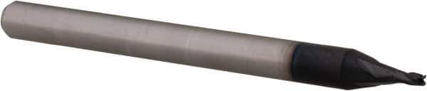 Accupro - 0.04", 0.06" LOC, 1/8" Shank Diam, 1-1/2" OAL, 4 Flute, Solid Carbide Square End Mill - Single End, AlTiN Finish, Spiral Flute, 30° Helix, Centercutting, Right Hand Cut, Right Hand Flute, Series Miniature - USA Tool & Supply