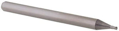Accupro - 0.035", 0.052" LOC, 1/8" Shank Diam, 1-1/2" OAL, 4 Flute, Solid Carbide Square End Mill - Single End, Uncoated, Spiral Flute, 30° Helix, Centercutting, Right Hand Cut, Right Hand Flute, Series Miniature - USA Tool & Supply