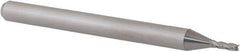 Accupro - 0.043", 0.129" LOC, 1/8" Shank Diam, 1-1/2" OAL, 4 Flute, Solid Carbide Square End Mill - Single End, Uncoated, Spiral Flute, 30° Helix, Centercutting, Right Hand Cut, Right Hand Flute, Series Miniature - USA Tool & Supply