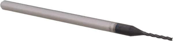 Accupro - 0.04", 0.325" LOC, 1/8" Shank Diam, 2-1/2" OAL, 3 Flute, Solid Carbide Square End Mill - Single End, AlTiN Finish, Spiral Flute, 30° Helix, Centercutting, Right Hand Cut, Right Hand Flute, Series Miniature - USA Tool & Supply