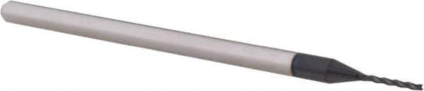 Accupro - 0.035", 0.28" LOC, 1/8" Shank Diam, 2-1/2" OAL, 3 Flute, Solid Carbide Square End Mill - Single End, AlTiN Finish, Spiral Flute, 30° Helix, Centercutting, Right Hand Cut, Right Hand Flute, Series Miniature - USA Tool & Supply
