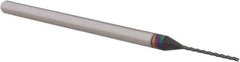 Accupro - 0.0312", 0.47" LOC, 1/8" Shank Diam, 2-1/2" OAL, 3 Flute, Solid Carbide Square End Mill - Single End, AlTiN Finish, Spiral Flute, 30° Helix, Centercutting, Right Hand Cut, Right Hand Flute, Series Miniature - USA Tool & Supply