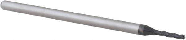 Accupro - 0.06", 0.312" LOC, 1/8" Shank Diam, 2-1/2" OAL, 3 Flute, Solid Carbide Square End Mill - Single End, AlTiN Finish, Spiral Flute, 30° Helix, Centercutting, Right Hand Cut, Right Hand Flute, Series Miniature - USA Tool & Supply