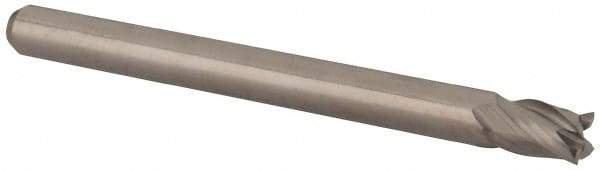 Accupro - 0.12", 0.36" LOC, 1/8" Shank Diam, 1-1/2" OAL, 4 Flute, Solid Carbide Square End Mill - Single End, Uncoated, Spiral Flute, 30° Helix, Centercutting, Right Hand Cut, Right Hand Flute, Series Miniature - USA Tool & Supply