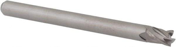 Accupro - 0.12", 0.18" LOC, 1/8" Shank Diam, 1-1/2" OAL, 4 Flute, Solid Carbide Square End Mill - Single End, Uncoated, Spiral Flute, 30° Helix, Centercutting, Right Hand Cut, Right Hand Flute, Series Miniature - USA Tool & Supply
