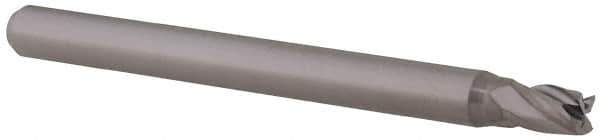 Accupro - 0.105", 0.158" LOC, 1/8" Shank Diam, 1-1/2" OAL, 4 Flute, Solid Carbide Square End Mill - Single End, Uncoated, Spiral Flute, 30° Helix, Centercutting, Right Hand Cut, Right Hand Flute, Series Miniature - USA Tool & Supply