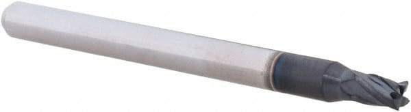 Accupro - 3/32", 0.139" LOC, 1/8" Shank Diam, 1-1/2" OAL, 4 Flute, Solid Carbide Square End Mill - Single End, AlTiN Finish, Spiral Flute, 30° Helix, Centercutting, Right Hand Cut, Right Hand Flute, Series Miniature - USA Tool & Supply