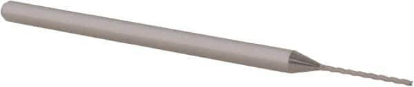 Accupro - 1/32", 0.47" LOC, 1/8" Shank Diam, 2-1/2" OAL, 3 Flute, Solid Carbide Square End Mill - Single End, Uncoated, Spiral Flute, 30° Helix, Centercutting, Right Hand Cut, Right Hand Flute, Series Miniature - USA Tool & Supply