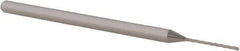 Accupro - 1/32", 0.47" LOC, 1/8" Shank Diam, 2-1/2" OAL, 3 Flute, Solid Carbide Square End Mill - Single End, Uncoated, Spiral Flute, 30° Helix, Centercutting, Right Hand Cut, Right Hand Flute, Series Miniature - USA Tool & Supply
