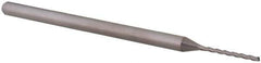 Accupro - 0.04", 0.48" LOC, 1/8" Shank Diam, 2-1/2" OAL, 3 Flute, Solid Carbide Square End Mill - Single End, Uncoated, Spiral Flute, 30° Helix, Centercutting, Right Hand Cut, Right Hand Flute, Series Miniature - USA Tool & Supply