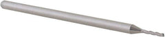 Accupro - 3/64", 1/4" LOC, 1/8" Shank Diam, 2-1/2" OAL, 3 Flute, Solid Carbide Square End Mill - Single End, Uncoated, Spiral Flute, 30° Helix, Centercutting, Right Hand Cut, Right Hand Flute, Series Miniature - USA Tool & Supply